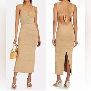 Ronny Kobo open back Tan Knit Dress medium